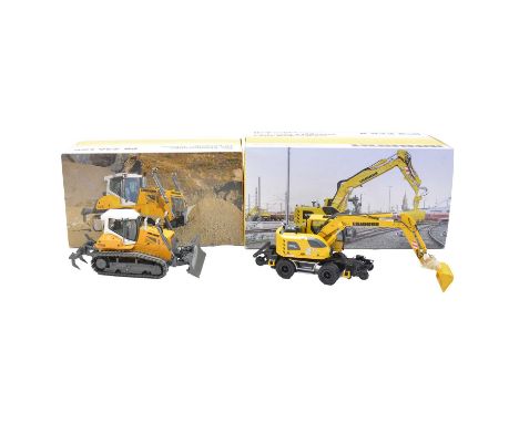 NZG 1/50 scale die-cast model vehicles, two including ref. 927 Liebherr PR 736 LGP 'The Crawler Tractor'; ref. 946 Liebherr A