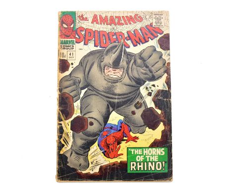 Marvel Comics 'The Amazing Spider-Man', six including  #41 'The Horns of the Rhino!' 1966, 10d, first appearance of Rhino, sp