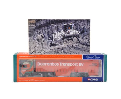 Die-cast model vehicles, two including Corgi ref. CC12408 Volvo FH12 curtainside 'Doorenbos Transport BV' limited edition, bo
