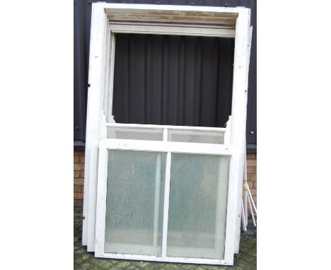 Two large white painted sash windows, the largest approx 196x126cm