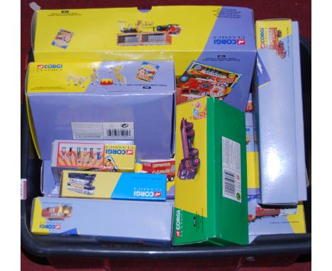 One box containing a quantity of circus and public transport related Corgi Classics, to include Chipperfield's Circus