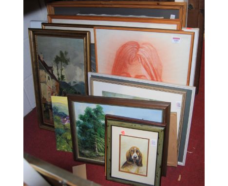 A quantity of pictures and prints, to include portrait studies