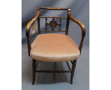 A Regency oak armchair, with bobbin turned supports, H:80cm