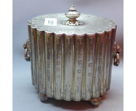 A Phillip Ashberry & Sons silver plated tea caddy, H. 16cm W. 16cm