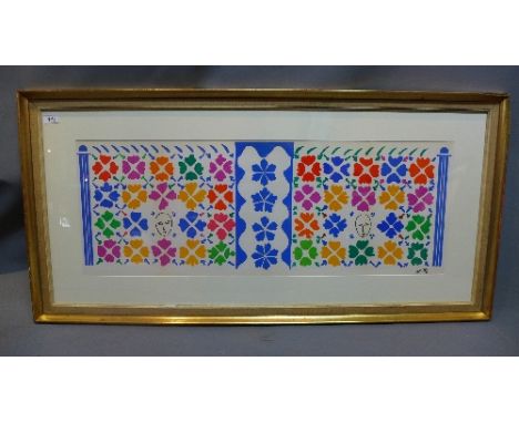 After Henri Matisse, Decoration Masques, lithograph after gouache decoupee, published by Mourlot Freres, 1954, 34 x 93cm 