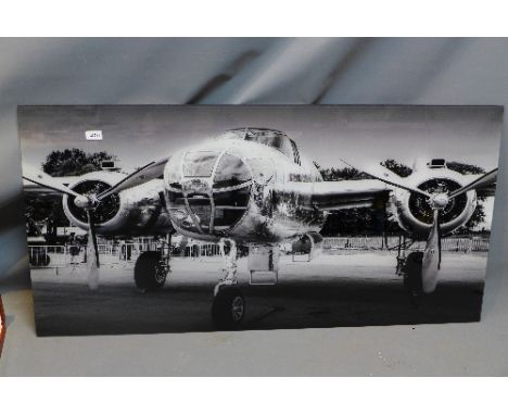 An aviator print on glass. 