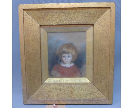 Ida Morley (late 19th/ early 20th Century British), head and shoulder portrait of Bernard Henry Ellis, a young boy in red, pa