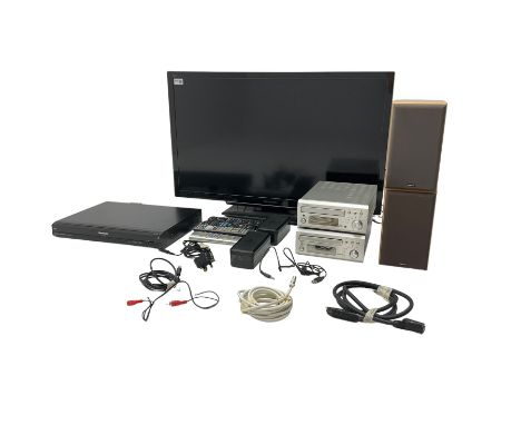 Panasonic TX-L37DT30B 37� television with remote, Panasonic DVD recorder and Denon hi-fi with speakers