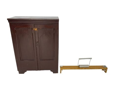 Painted two door cupboard (W66cm, H90cm, D30cm), and a table top reading light on light oak frame (W81cm)