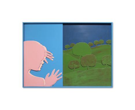 CLAUDE  GILLI (1938-2015)La peur du dehors  1965 signé; signé, titré et daté III 65 au reversacrylique sur panneau découpésig