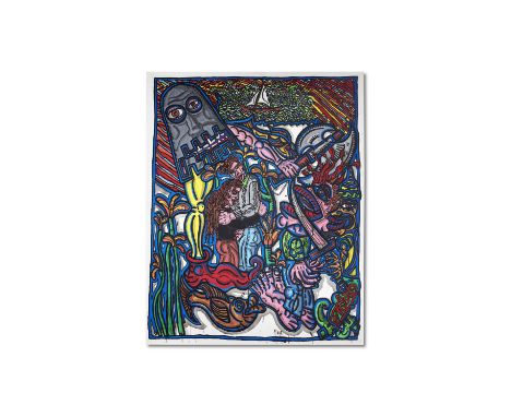 Robert Combas (born 1957) Le Rêve Paradis Plus Cauchemard   Le rêve : Je te tiens dans mes bras mon amour et haut loin un bea