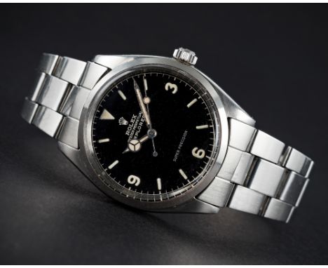 A VERY RARE GENTLEMAN'S STAINLESS STEEL ROLEX OYSTER PERPETUAL EXPLORER SUPER PRECISION BRACELET WATCH DATED 1962, REF. 5500 