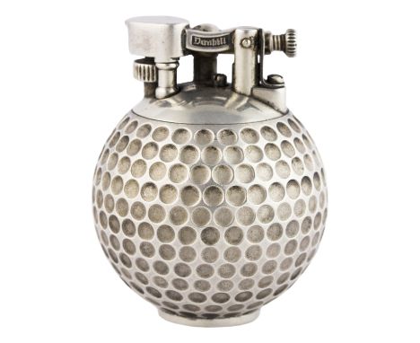 A SOLID SILVER DUNHILL UNIQUE "GOLF BALL" TABLE LIGHTER CIRCA 1970s  C: Golf ball design case, signed Dunhill, hallmarked & n