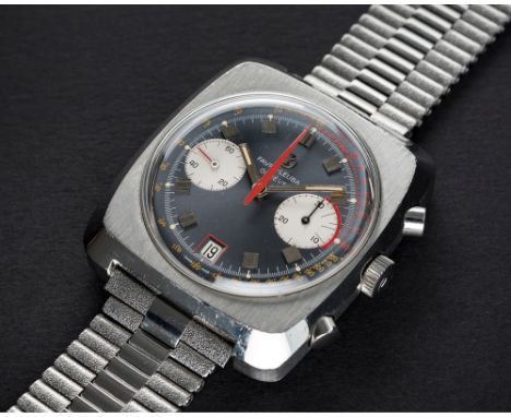 A RARE GENTLEMAN'S STAINLESS STEEL FAVRE LEUBA CHRONOGRAPH BRACELET WATCH CIRCA 1960s, REF. 31013 D: Blue sunburst dial with 