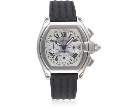 A GENTLEMAN'S STAINLESS STEEL CARTIER ROADSTER XL AUTOMATIC CHRONOGRAPH WRIST WATCH CIRCA 2006, REF. 2618 WITH CARTIER BOX D: