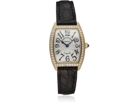 A FINE LADIES 18K SOLID ROSE GOLD & DIAMOND FRANCK MULLER CINTREE CURVEX WRIST WATCH CIRCA 2000s, REF. 1752 QZ DP   D: Silver