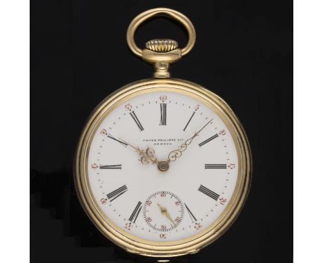 A FINE GENTLEMAN'S 18K SOLID GOLD PATEK PHILIPPE & CO POCKET WATCH CIRCA 1910 FOR E.A.WHIPPLE, SPRINGFIELD, MASS   D: Enamel 