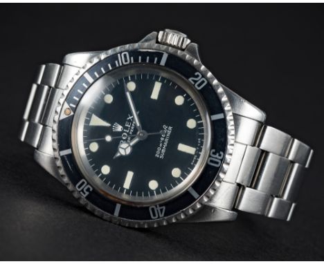 A RARE GENTLEMAN'S STAINLESS STEEL ROLEX OYSTER PERPETUAL SUBMARINER BRACELET WATCH CIRCA 1967, REF. 5513 WITH "METERS FIRST"