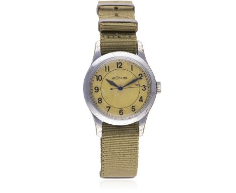 A GENTLEMAN'S BRITISH MILITARY AIR MINISTRY LECOULTRE RAF PILOTS WRIST WATCH CIRCA 1940   D: Silver dial with Arabic numerals