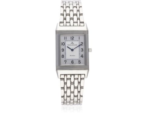 A GENTLEMAN'S STAINLESS STEEL JAEGER LECOULTRE REVERSO CLASSIQUE BRACELET WATCH CIRCA 2000s, REF. 250.8.86 D: Two tone silver
