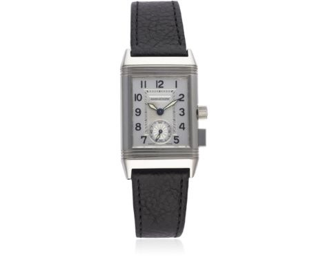 A GENTLEMAN'S STAINLESS STEEL JAEGER LECOULTRE REVERSO MEMORY WRIST WATCH DATED 2000, REF. 255.8.82 WITH ORIGINAL PAPERWORK &