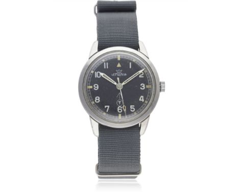 A RARE GENTLEMAN'S STAINLESS STEEL BRITISH MILITARY ROYAL NAVY LEMANIA WRIST WATCH DATED 1965, REF. 920-64 ISSUED TO ROYAL NA