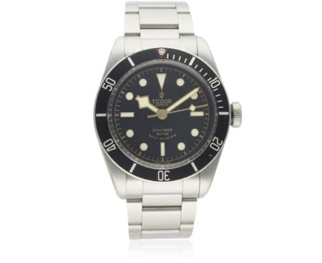 A GENTLEMAN’S STAINLESS STEEL ROLEX TUDOR BLACK BAY BRACELET WATCH CIRCA 2015, REF. 79220ND: Black dial with luminous inlaid 