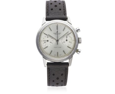 A GENTLEMAN'S STAINLESS STEEL BREITLING TOP TIME CHRONOGRAPH WRIST WATCH CIRCA 1960s, REF. 2002 D: Silver dial with silver ba