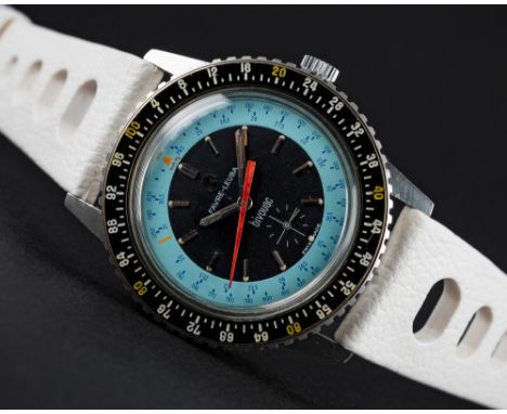 A RARE GENTLEMAN'S STAINLESS STEEL FAVRE LEUBA BIVOUAC ALTIMETER BAROMETER WRIST WATCH CIRCA 1960s, REF. 53203 D: Blue & blac