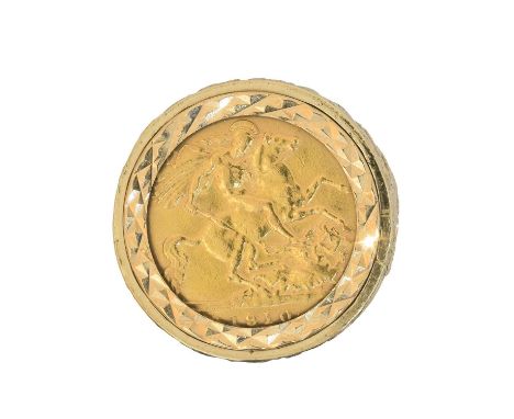 An Edward VII half sovereign, An Edward VII half sovereign, dated 1910, within a 9ct gold ring mount, hallmarks for London, r