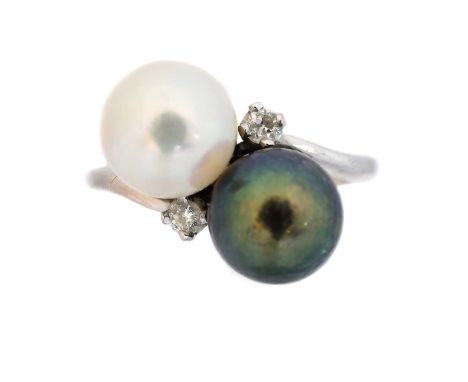 A cultured pearl and diamond dress ring by Boodle & Dunthorne,  A cultured pearl and diamond dress ring by Boodle &amp; Dunth