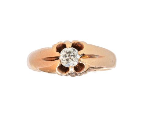 A Victorian diamond single stone ring,  A Victorian diamond single stone ring, the old cut diamond weighing approx. 0.40ct wi