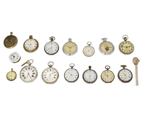 A large selection of pocket watches, A large selection of pocket watches, to include seven silver open face pocket watches, a