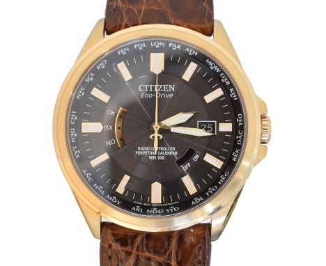 A Citizien Eco-Drive Radio Controlled Perpetual Calendar WR100 quartz wristwatch,  A Citizien Eco-Drive Radio Controlled Perp