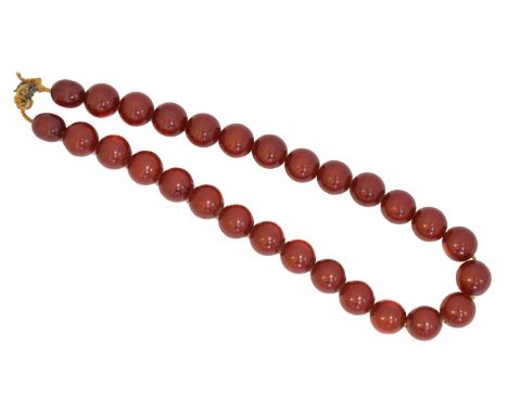 A cherry bakelite necklace, A cherry bakelite necklace, the uniform spherical beads with a spring clasp, length 42cm, gross w