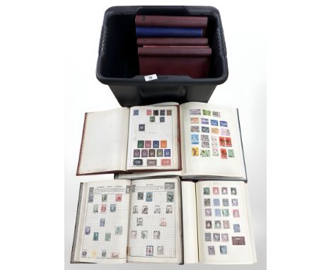 Nine albums of stamps, part blank albums, vintage stamp books of the world, etc 