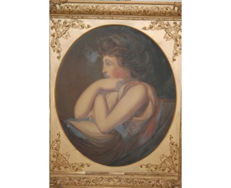 ATTRIBUTED TO EMILY HODGETTS - Portrait of a gentleman wearing a red robe, oil on canvas, half length, oval, framed, 74cm x 6