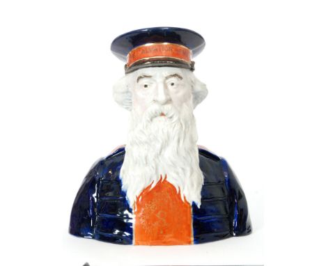 A large early 20th Century Staffordshire open base head and shoulders bust of General William Booth (1829-1912), founder of t