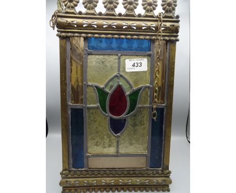 BRASS AND GLASS LIGHT SHADE
