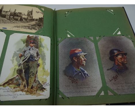 2 BOOKS OF VINTAGE POSTCARDS TOURIST MILITARY LANDMARKS ETC