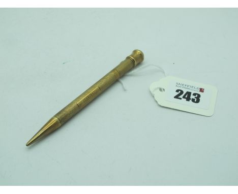 A 9ct Gold Propelling Pencil, allover engine turned case, initialled (total weight 20 grams). 