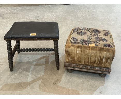 A bobbin turned stool and footstool
