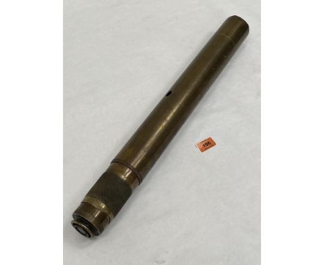 A WWI brass gun sight by Queen-Gray Co. Philadelphia. Barrel stamped with makers name, an arrow and 17 for 1917. 23' long. 