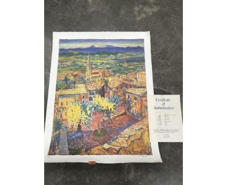 FREDERICK GORE. C.B.E; R.A; BRITISH 1913-2009. Bonnieux, Mount Ventoux in the Distance. Signed in pencil and numbered 68/250.