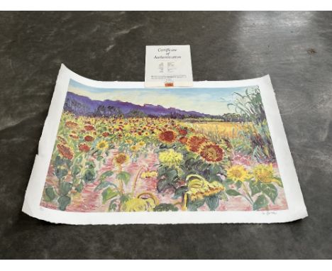 FREDERICK GORE. C.B.E; R.A; British 1913-2009. Sunflowers. Signed in pencil and numbered 68/250. Lithograph 27' x 35½' paper 