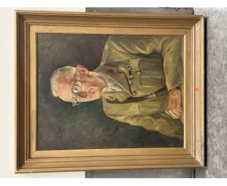 ENGLISH SCHOOL. 20TH CENTURY  Portrait of a military gentleman. Indistinctly signed and dated 1947. Oil on canvas. 30' x 23½'