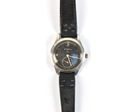 ETERNA; a rare WWII period gentleman's stainless steel military issue ‘Dirty Dozen’ wristwatch, with Arabic numerals and subs