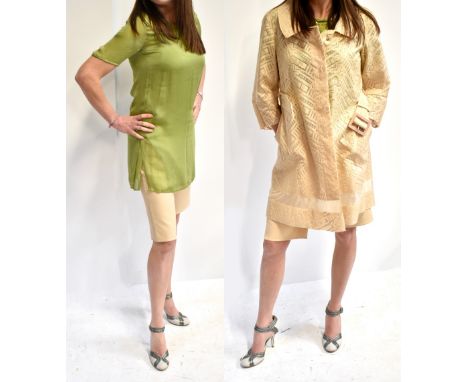 ERMANNO SCERVINO; a green lace cotton coat (size 42), a Mila Schon pair of cream shorts lined with light green silk and a mat