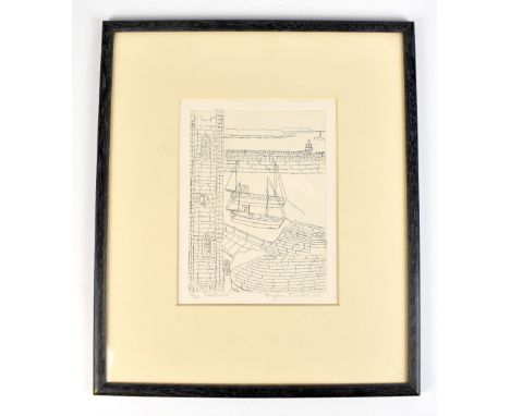 BRYAN PEARCE (1929-2007); a signed limited edition black and white etching, 'Harbour', signed and dated '90 and No.15/75, the