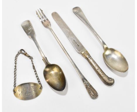 CHARLES RAWLINGS; a Victorian hallmarked silver teaspoon, London 1861, and a hallmarked silver teaspoon, sterling silver bott